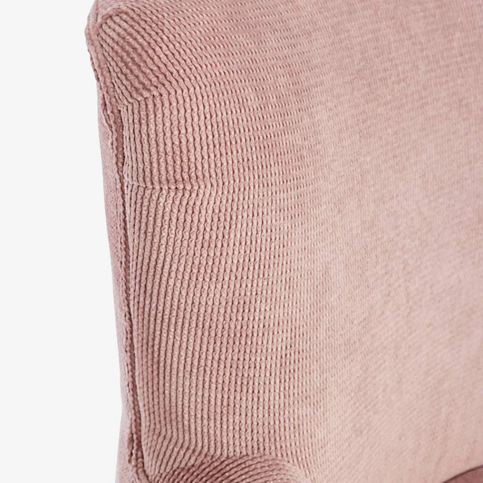 Poltrona in Legno di Pino e Seduta Effetto Velluto Coste 4 Finiture - Molly Viadurini