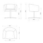 Poltrona in Tessuto con Base Girevole in Metallo di Lusso Made in Italy - Bergen Viadurini