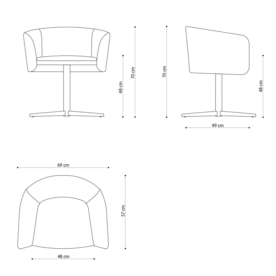Poltrona in Tessuto con Base Girevole in Metallo di Lusso Made in Italy - Bergen Viadurini