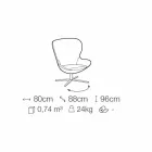 Poltrona in Tessuto con Base Girevole in Metallo Pregiata Made in Italy - Papaya Viadurini