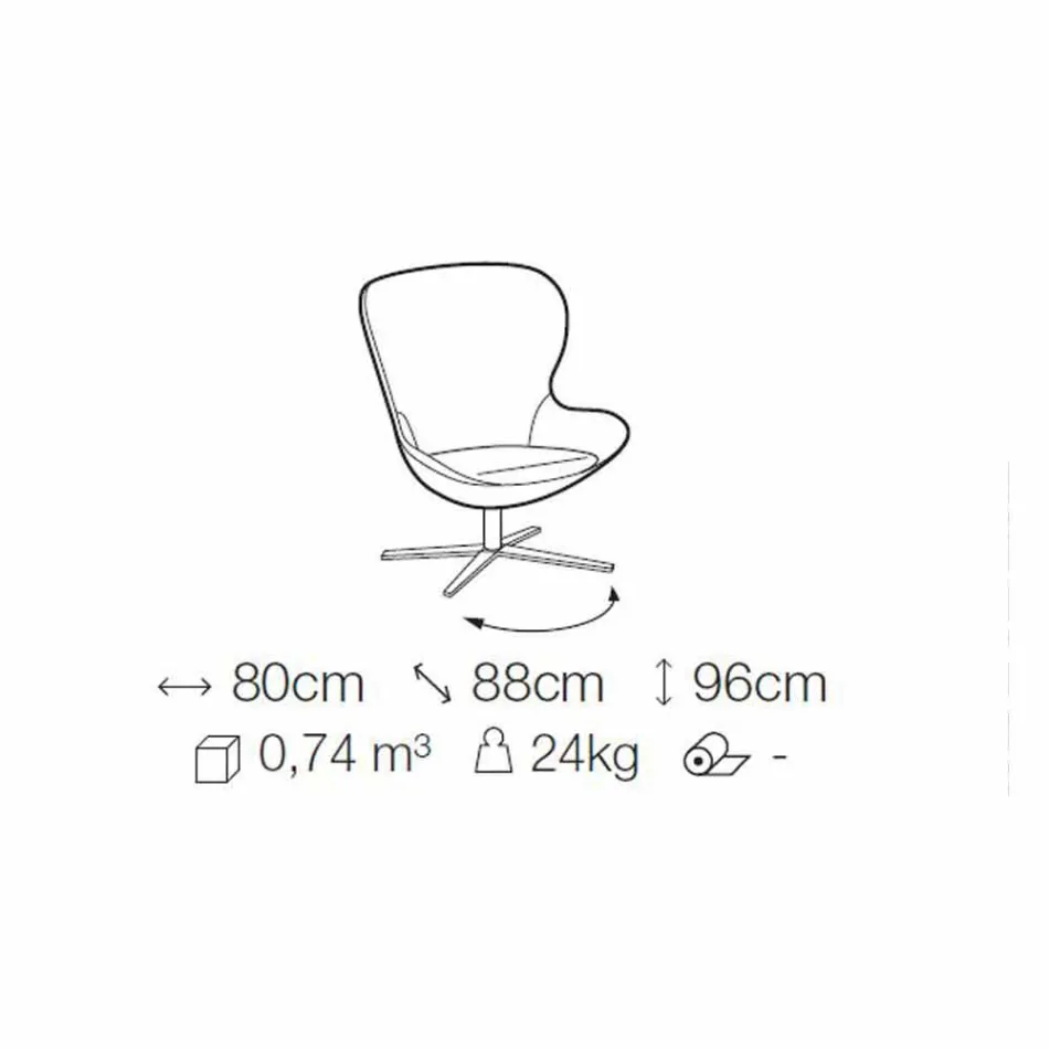 Poltrona in Tessuto con Base Girevole in Metallo Pregiata Made in Italy - Papaya Viadurini