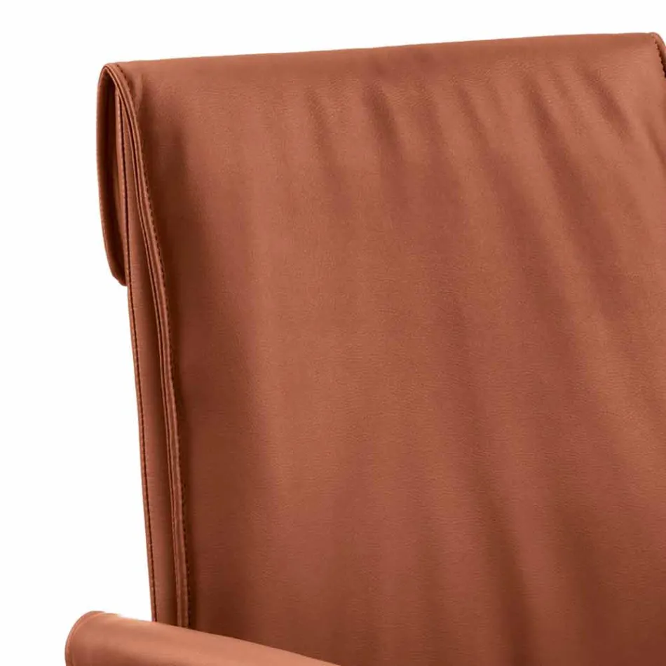 Poltrona made in Italy rivestita in pelle Niles, design moderno Viadurini