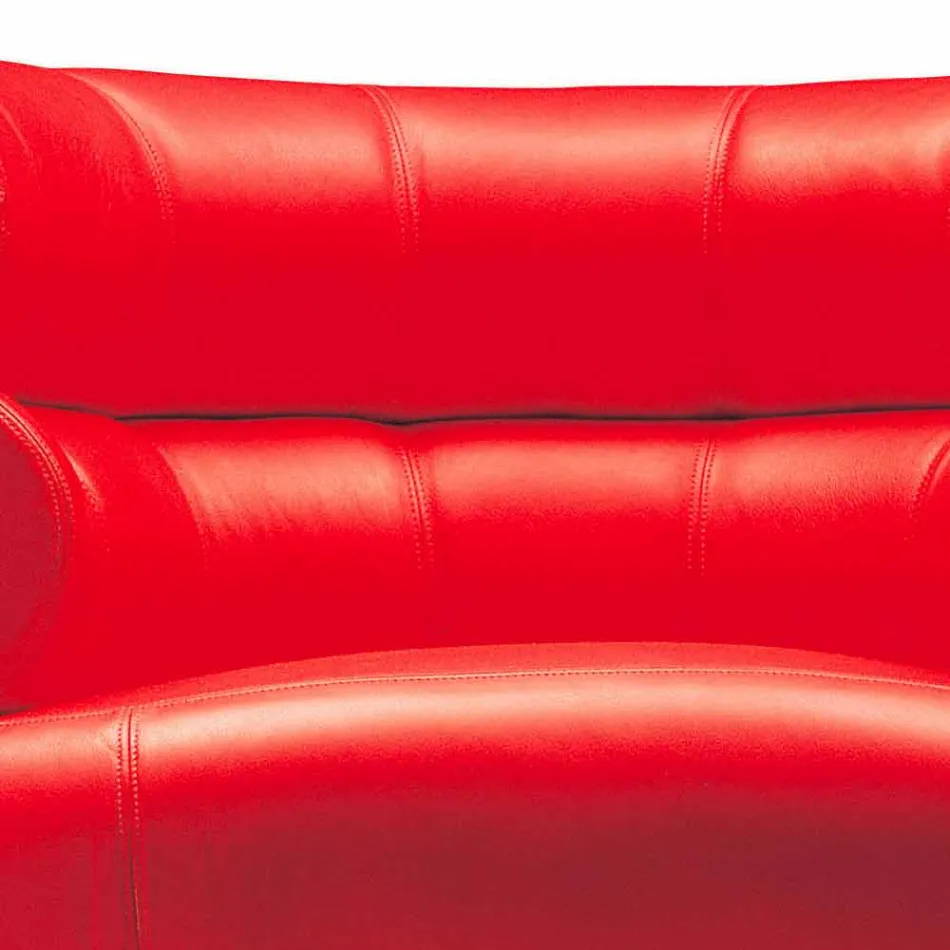 Poltrona Moderna Rivestita in Pelle con Base in Acciaio Made in Italy - Ostilio Viadurini