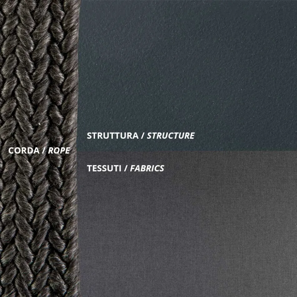Poltrona Outdoor in Acciaio Zincato e Corda con Cuscini Made in Italy – Helga Viadurini