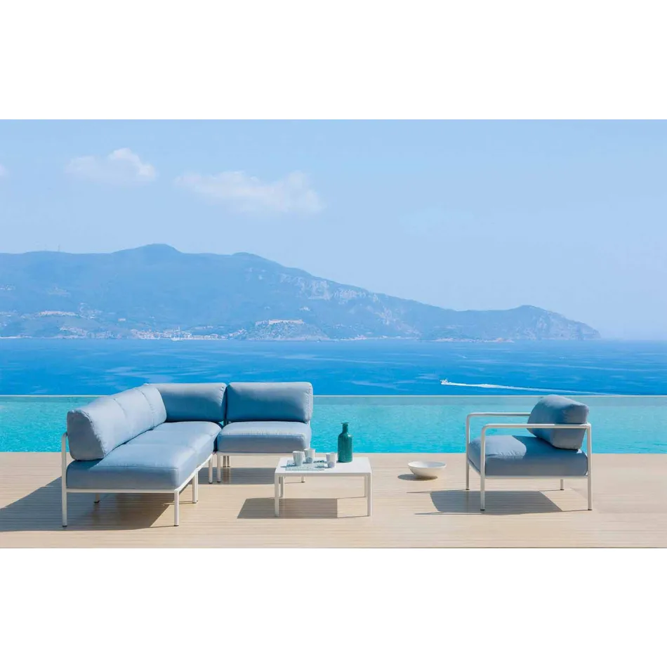 Poltrona per Esterno con Braccioli in Tessuto e Metallo Made in Italy - Cola Viadurini