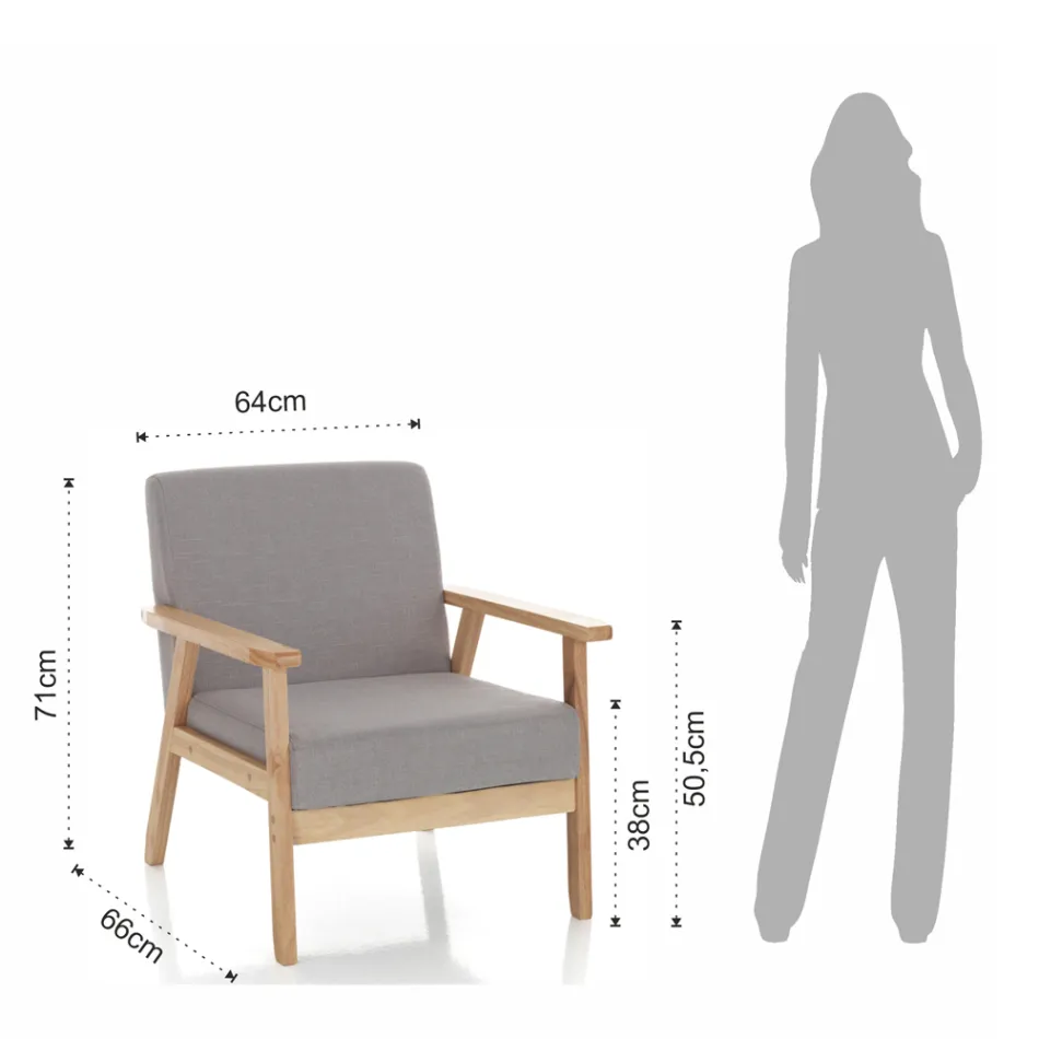 Poltrona Realizzata in Legno Massello di Pino - Xenon Viadurini