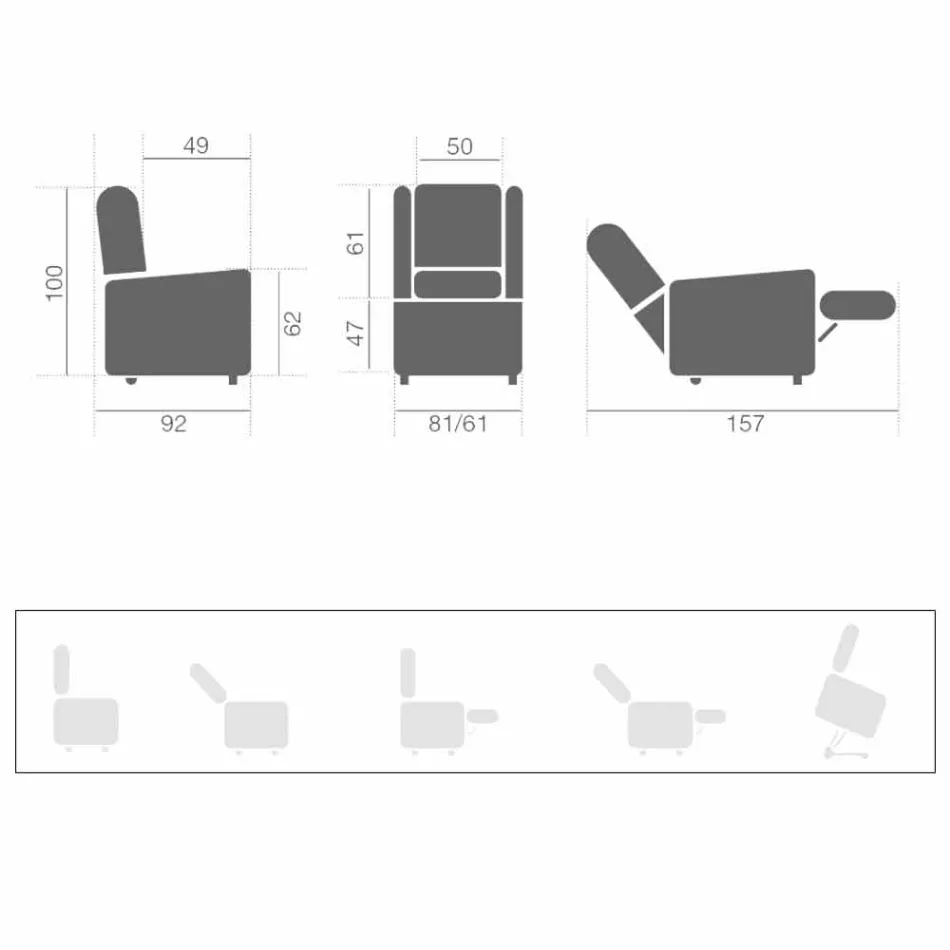 Poltrona Reclinabile Lift Relax a 2 Motori con Ruote Made in Italy - Isabelle Viadurini