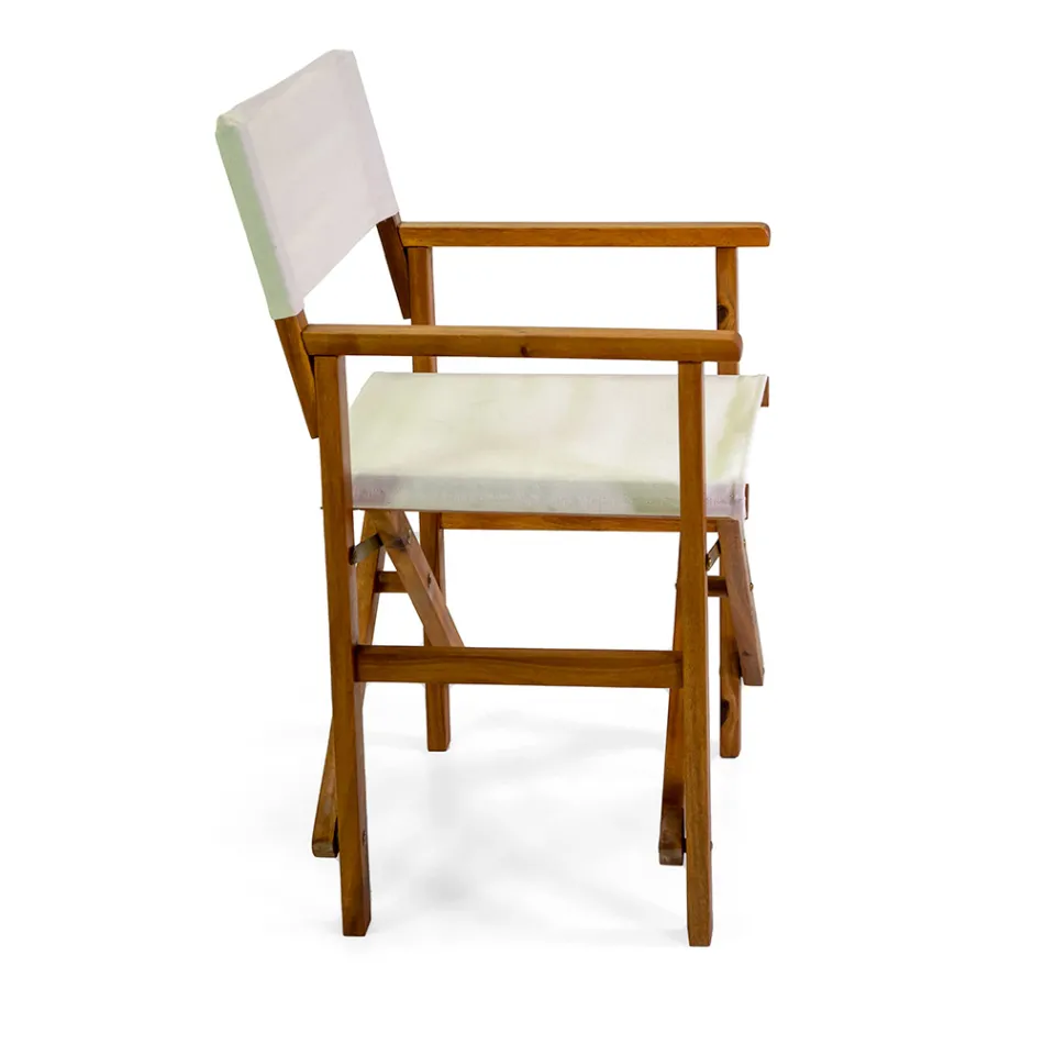 Poltrona Regista in Legno di Acacia Oliata Colore Naturale - Tecnica Viadurini