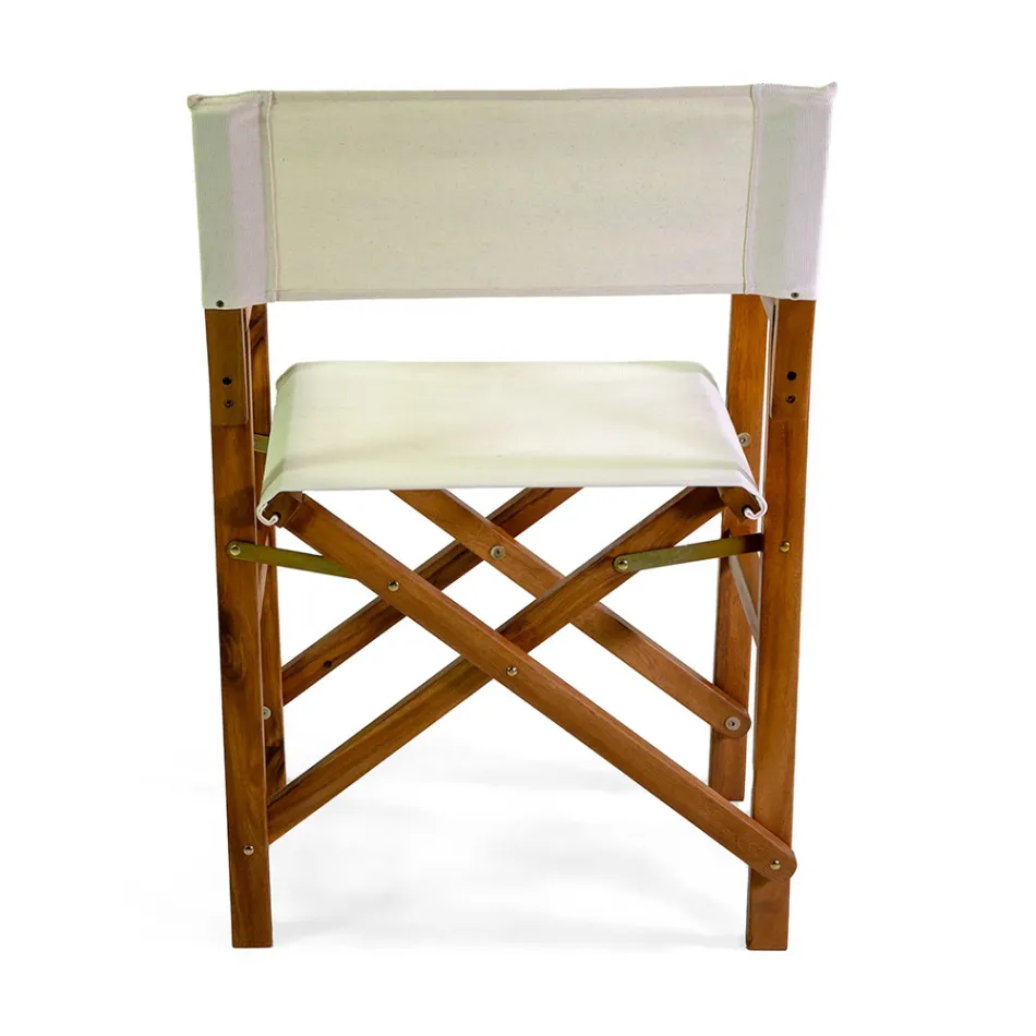 Poltrona Regista in Legno di Acacia Oliata Colore Naturale - Tecnica Viadurini