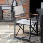 Poltrona Regista Realizzata in Alluminio, Textilene e Bracciolo in Teak - Tenda Viadurini