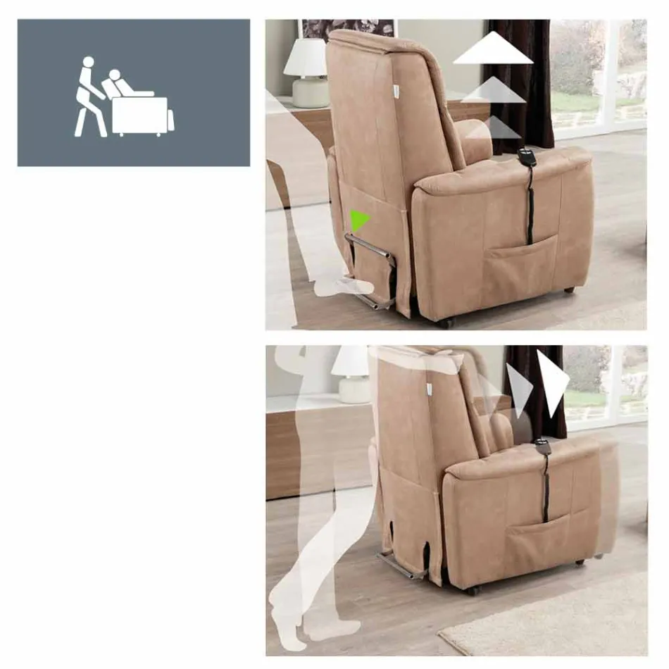 Poltrona relax alzapersona a 2 motori Via Verona Viadurini