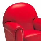 Poltrona Salotto Rivestita in Pelle con Piedini in Legno Made in Italy - Pegolo Viadurini