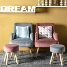 Poltrona Soggiorno in Legno e Effetto Velluto Design Scandinavo - Cinzio Viadurini