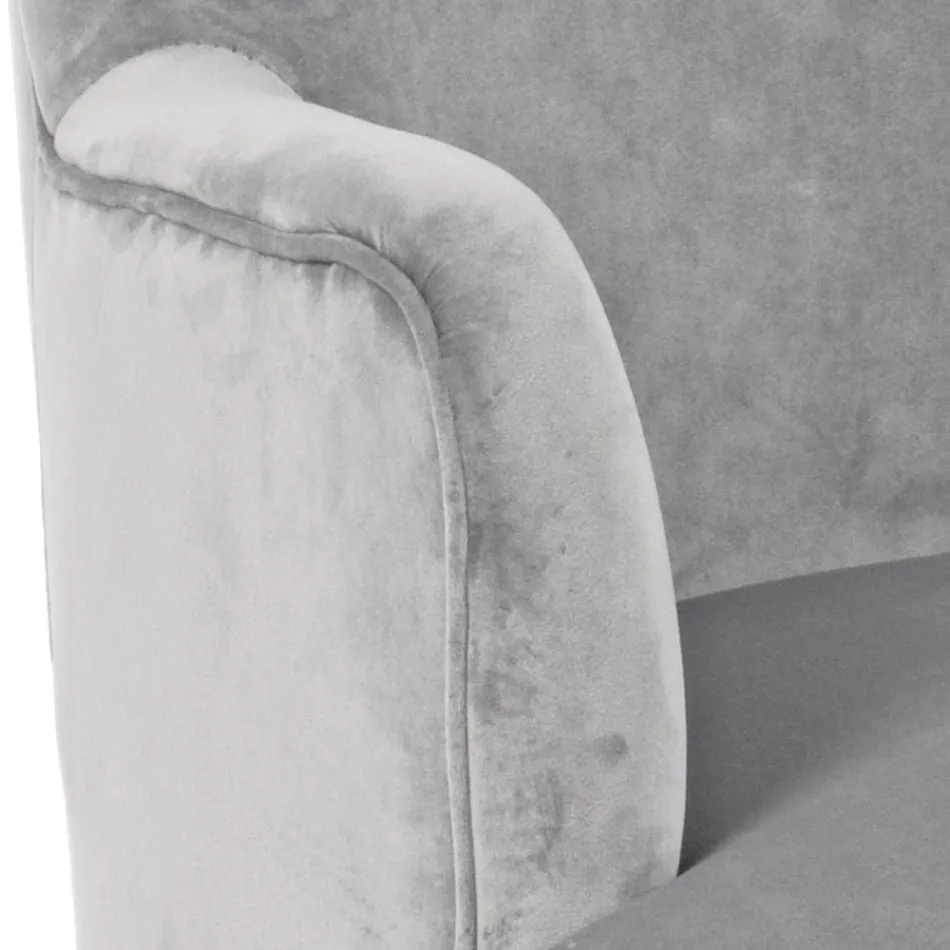 Poltrona Soggiorno in Legno e Effetto Velluto Design Scandinavo - Cinzio Viadurini