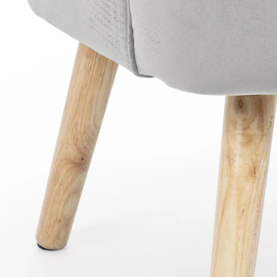 Poltrona Soggiorno in Legno e Effetto Velluto Design Scandinavo - Cinzio Viadurini