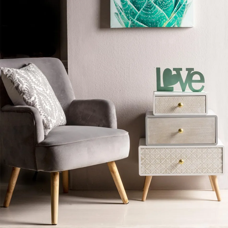 Poltrona Soggiorno in Legno e Effetto Velluto Design Scandinavo - Cinzio Viadurini