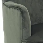 Poltrona Soggiorno in Legno e Effetto Velluto Design Scandinavo - Cinzio Viadurini