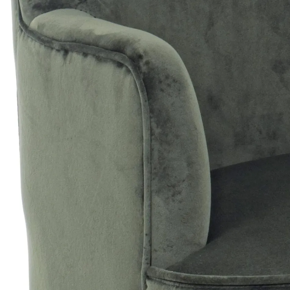 Poltrona Soggiorno in Legno e Effetto Velluto Design Scandinavo - Cinzio Viadurini