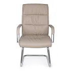 Poltrona Ufficio a Slitta Acciaio e Ecopelle con Braccioli 2 Pz - Monaldo Viadurini