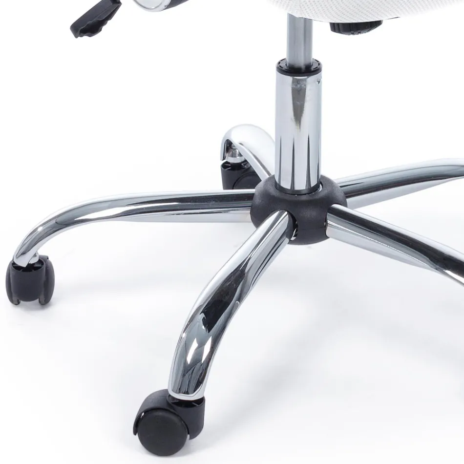 Poltrona Ufficio Acciaio e Tessuto a Rete Braccioli e Poggiatesta - Cerreto Viadurini