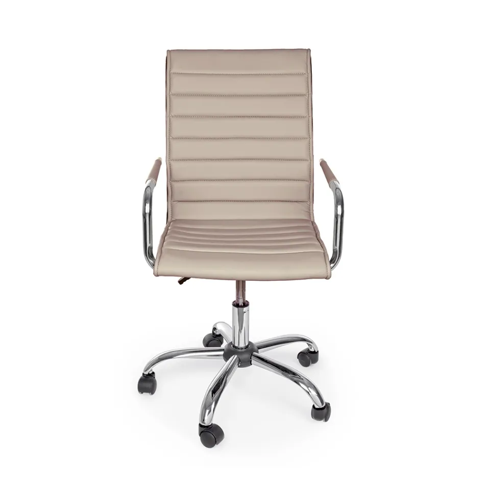 Poltrona Ufficio Ergonomica con Braccioli Acciaio e Similpelle - Mantica Viadurini