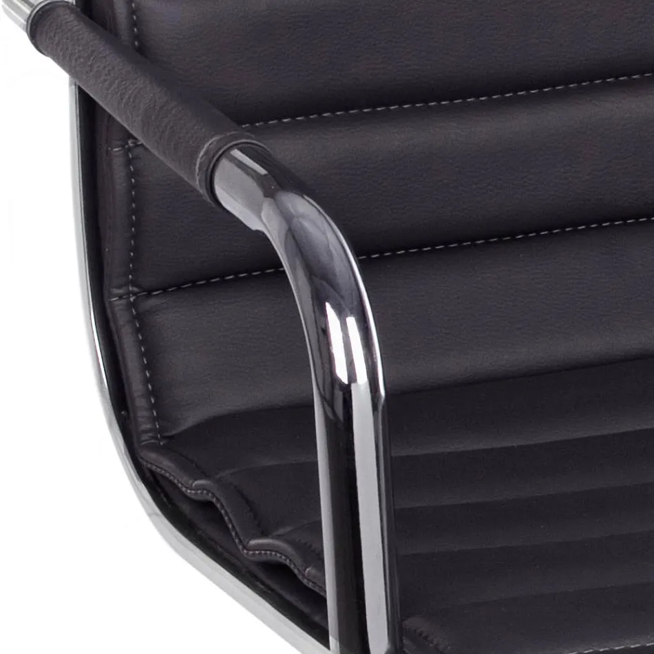 Poltrona Ufficio Ergonomica con Braccioli Acciaio e Similpelle - Mantica Viadurini