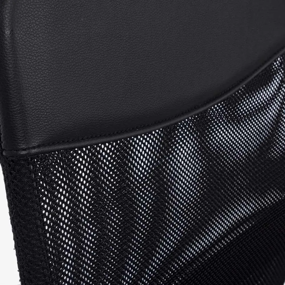 Poltrona Ufficio Girevole Acciaio e Poliestere a Rete con Braccioli - Amuni Viadurini