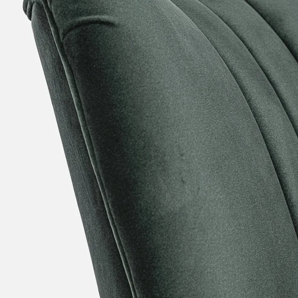 Poltrona Vintage in Legno con Braccioli Rattan e Poliestere - Ludovica Viadurini