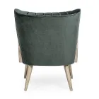 Poltrona Vintage in Legno con Braccioli Rattan e Poliestere - Ludovica Viadurini