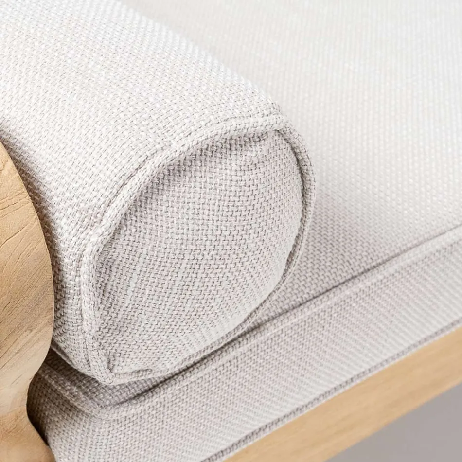 Poltroncina Angolare da Esterno in Teak Naturale e Cuscini - Circe Viadurini