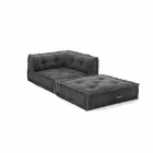 Poltroncina Chaise Longue Angolare in Cotone Grigio, Verde o Blu – Fibra Viadurini