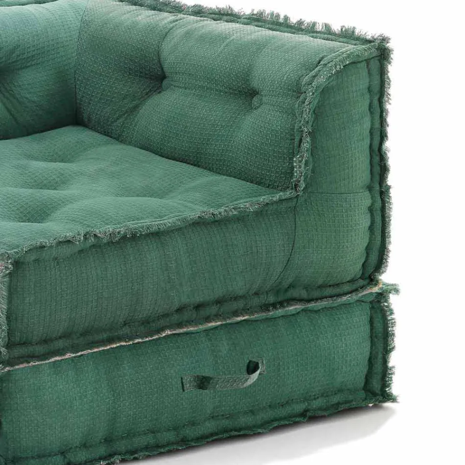 Poltroncina Chaise Longue Angolare in Cotone Grigio, Verde o Blu – Fibra Viadurini