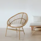 Poltroncina da Esterno e Interno in Rattan e Cuscino in Cotone - Ecrire Viadurini