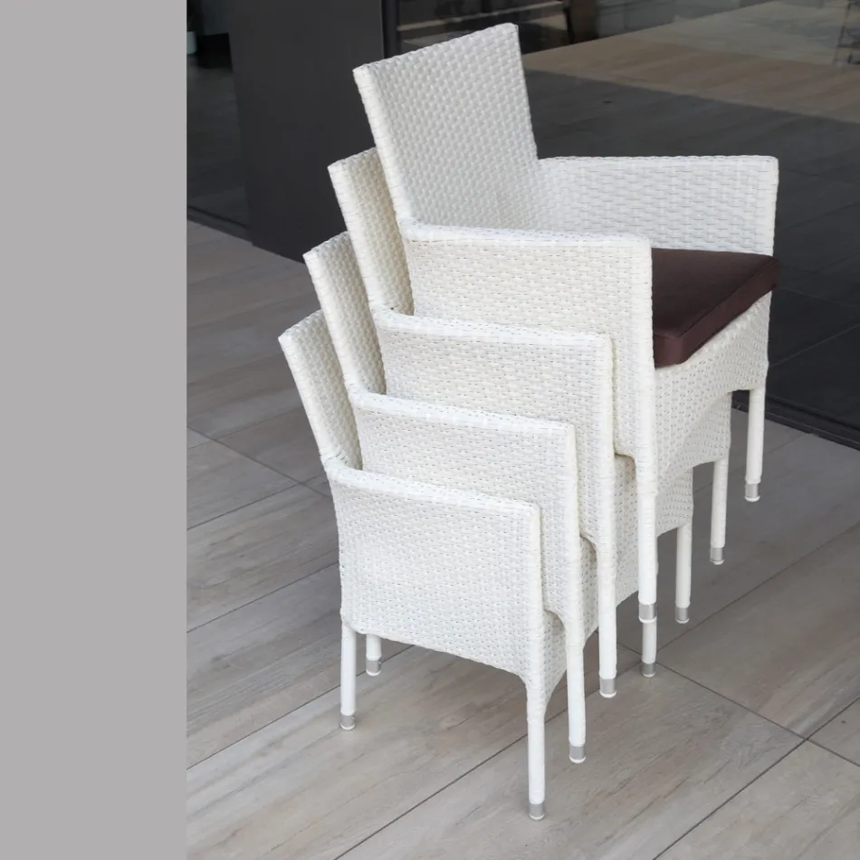 Poltroncina da Esterno Impilabile in Alluminio Rivestita Wicker - Bruma Viadurini