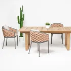 Poltroncina da Esterno in Alluminio e Tessuto Olefil Intrecciato a Mano - Reda Viadurini