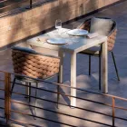 Poltroncina da Esterno in Alluminio e Tessuto Olefil Intrecciato a Mano - Reda Viadurini