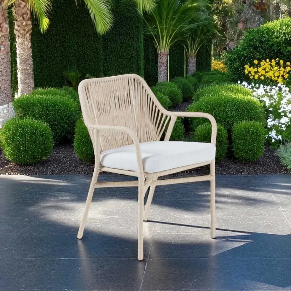 Poltroncina da Giardino in Alluminio e Intreccio in Corda - Asteria Viadurini