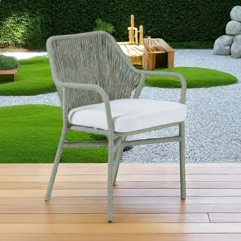 Poltroncina da Giardino in Alluminio e Intreccio in Corda - Asteria Viadurini