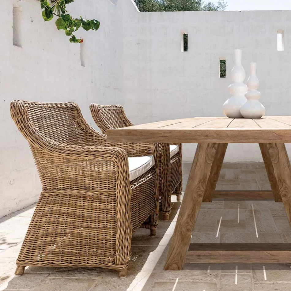 Poltroncina da Giardino in Intreccio di Fibra Sintetica Made in Italy - Tillie Viadurini