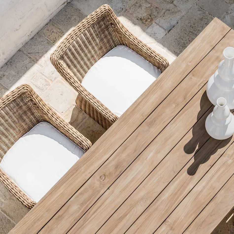 Poltroncina da Giardino in Intreccio di Fibra Sintetica Made in Italy - Tillie Viadurini