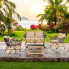 Poltroncina da Giardino in Rattan Naturale con Cuscini Inclusi – Catelyn Viadurini