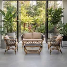 Poltroncina da Giardino in Rattan Naturale con Cuscini Inclusi – Catelyn Viadurini