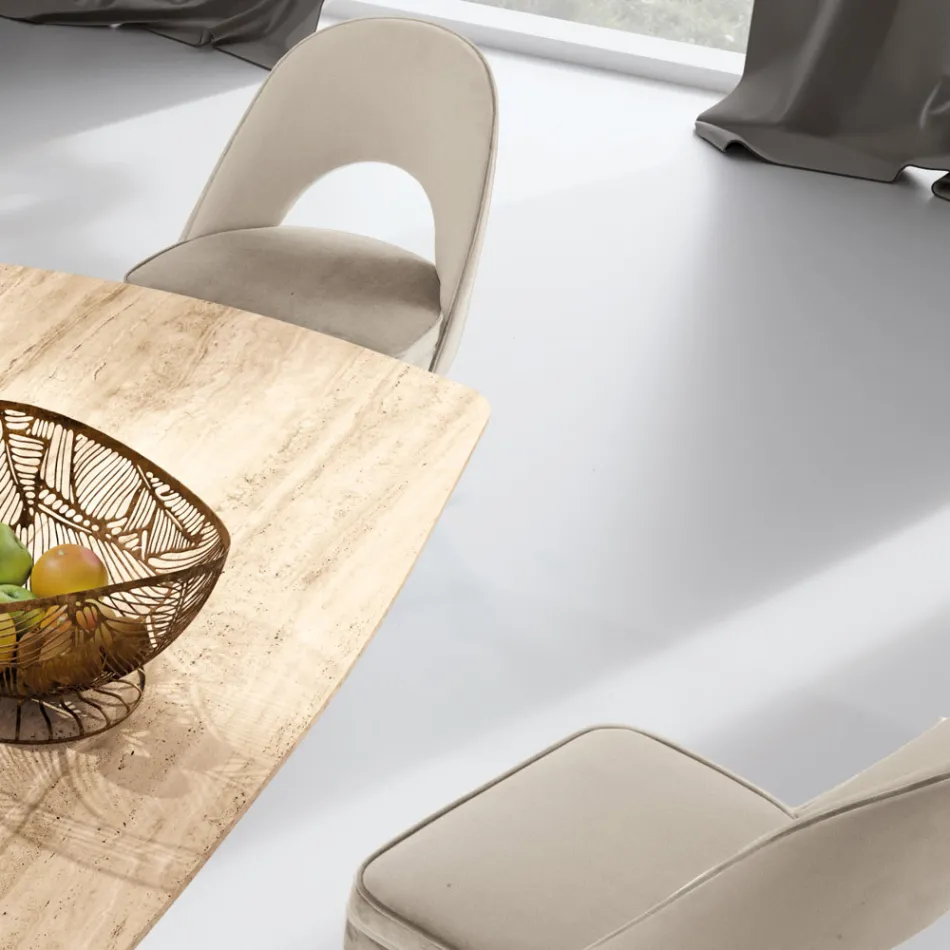 Poltroncina da Soggiorno in Diversi Tessuti con scocca in Legno - Edgar Viadurini