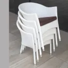 Poltroncina Impilabile in Alluminio Rivestita Wicker Bianco - Bruma Viadurini