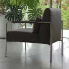 Poltroncina in Metallo e Seduta in Ecopelle Made in Italy - Menta Viadurini