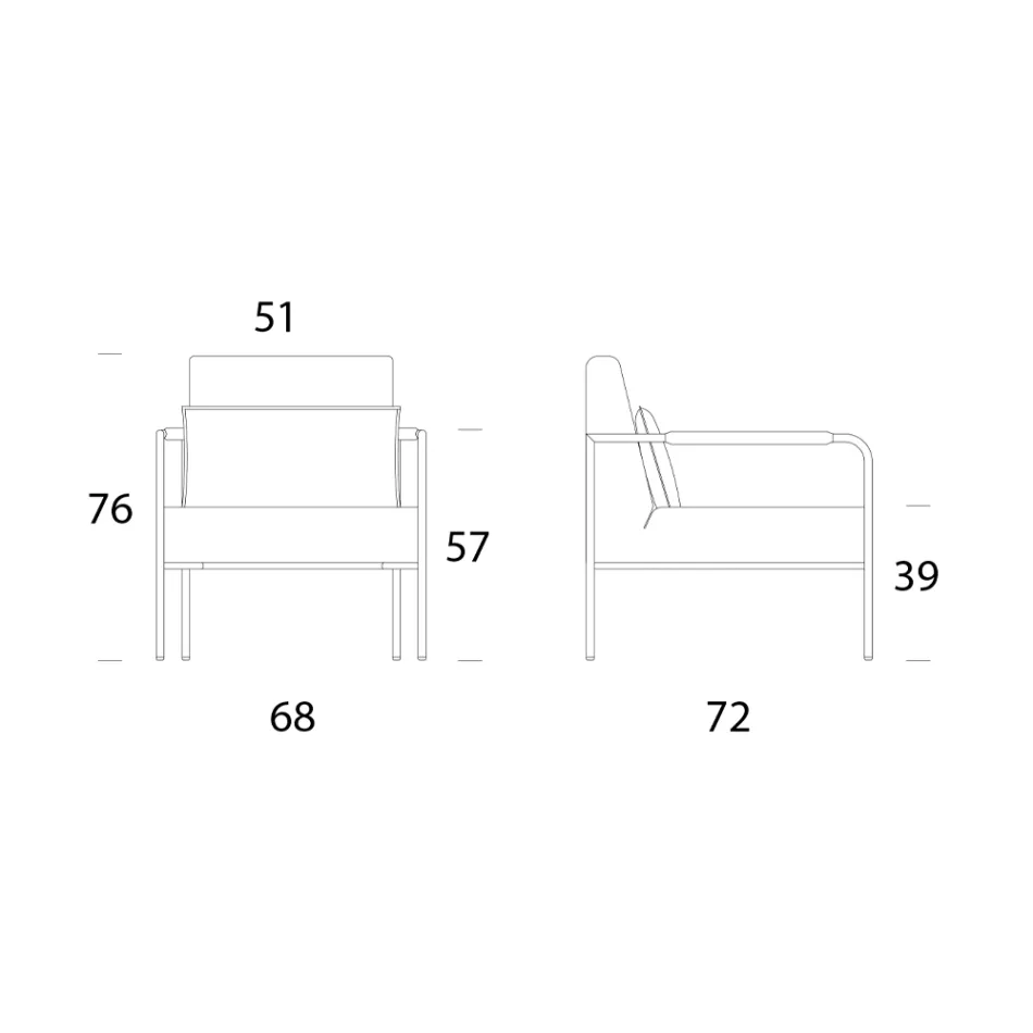 Poltroncina in Metallo e Seduta in Ecopelle Made in Italy - Menta Viadurini