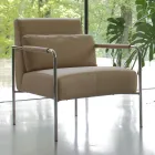 Poltroncina in Metallo e Seduta in Ecopelle Made in Italy - Menta Viadurini