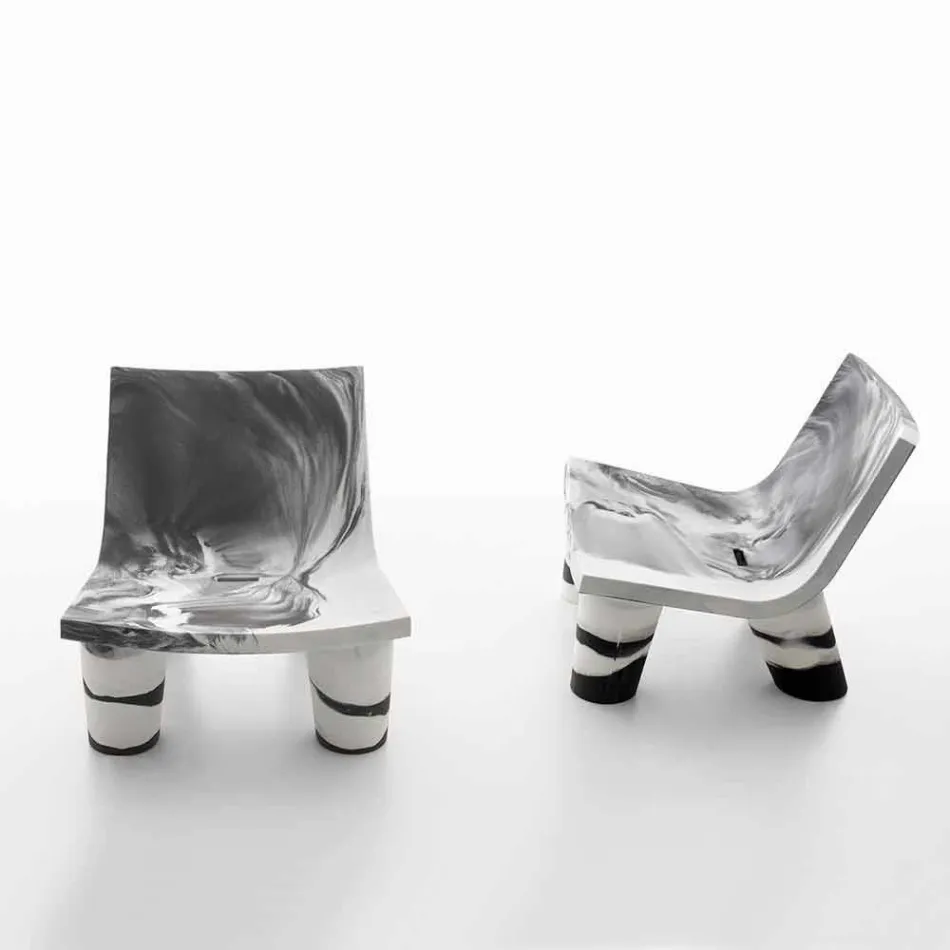 Poltroncina lounge bianco e nero Slide Low Lita Anniversary made Italy Viadurini