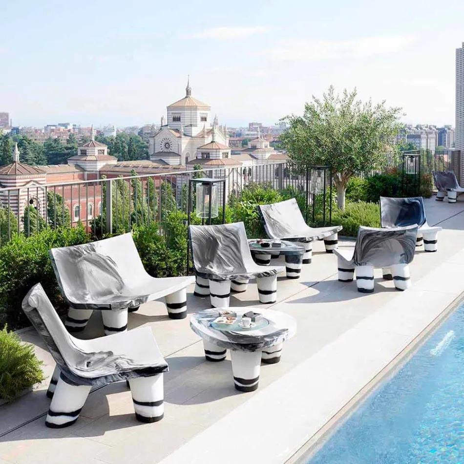 Poltroncina lounge bianco e nero Slide Low Lita Anniversary made Italy Viadurini