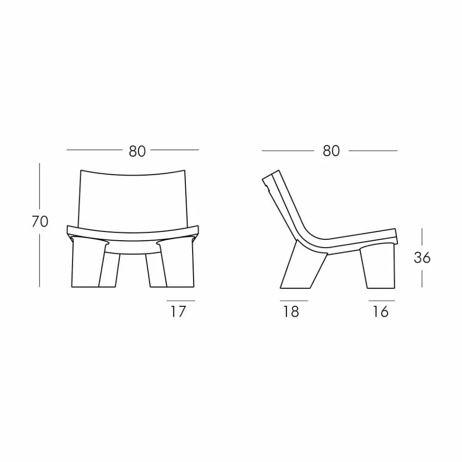 Poltroncina lounge bianco e nero Slide Low Lita Anniversary made Italy Viadurini